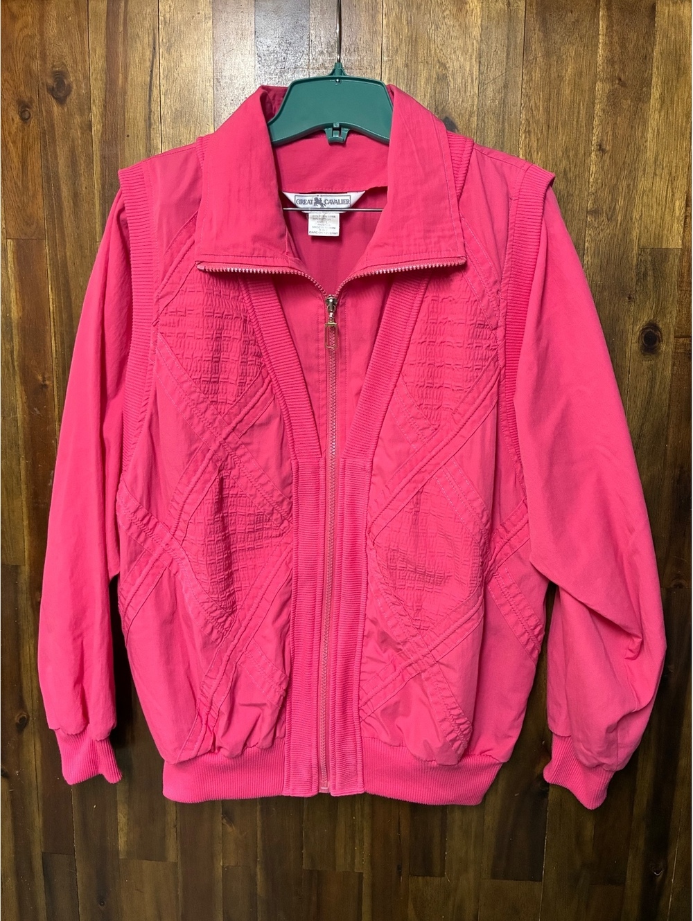 Vintage Great Cavalier Hot Pink Jacket Size L Retro 80s 90s Windbreaker Track